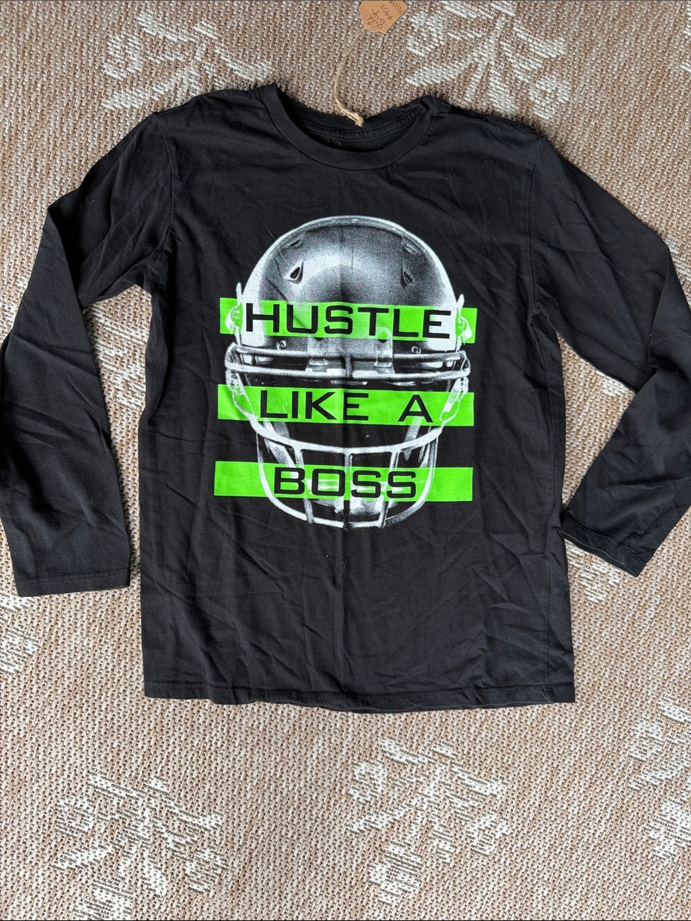 Place Black Long-Sleeve Graphic Tee with Neon Green Accents